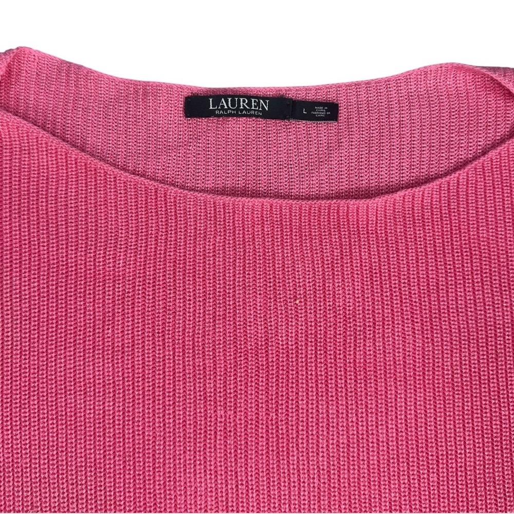 Lauren‎ Ralph Lauren Women's Pink Cotton Blend Knit Top Long Sleeve Size Large
